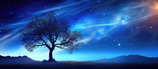 Wall Mural - A mesmerizing view of the Milky Way against the night sky in South Korea, with a stunning copy space image.