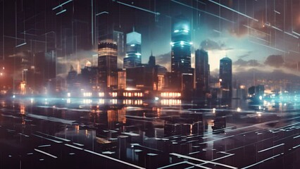 Aufkleber - An interactive holographic cityscape based on technology or city life