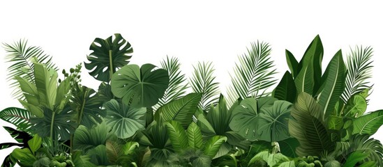Wall Mural - lush tropical garden shrub with a variety of green leaves (homalomena, heliconia, alocasia chinese t