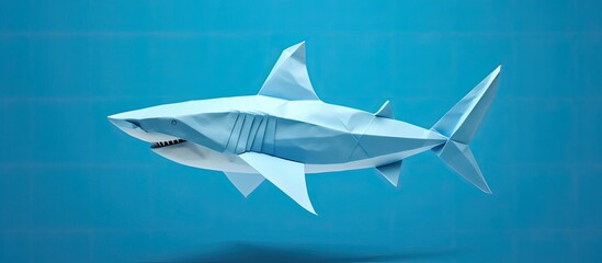 Wall Mural - animal origami depicted on a white background with a blue shark design, leaving room for additional 