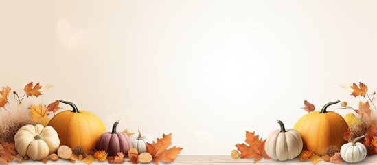 Wall Mural - an autumn-themed arrangement of dried flowers on an orange backdrop with ample copy space for a fall