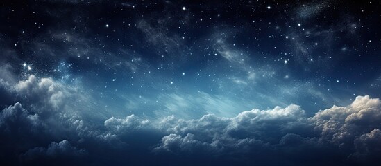 Wall Mural - starry sky at night in shades of blue with stars, perfect as a screensaver background image featurin