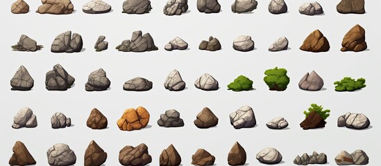 Sticker - Mountain cliff stone isolated on a white background, providing a perfect pedestal for a copy space image.