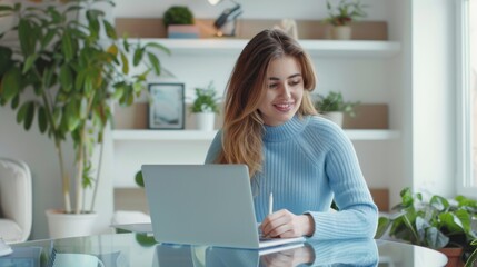 Canvas Print - The woman with laptop