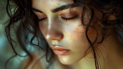 Poster - Portrait of a young woman with wet face