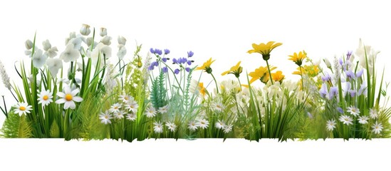 Wall Mural - Isolated spring grass and daisies with clipping path and alpha channel for copy space image.