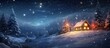 © Ilgun - Winter night showcases a Christmas tree in the dark, highlighting the festive mood against a serene sky with copy space image.