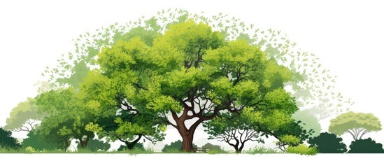 Sticker - an assortment of fall trees is shown against a white backdrop in a picture with space for adding tex
