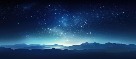 Wall Mural - dark blue night sky filled with stars as a background with copy space image.