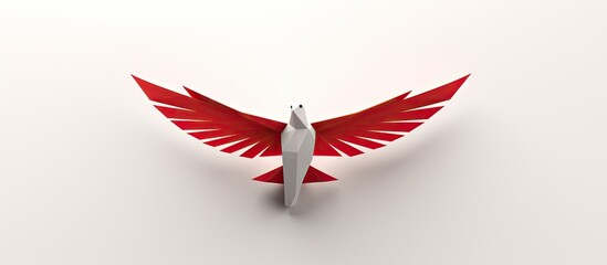 Wall Mural - a yellow paper origami dove displayed on a white backdrop with ample copy space image.
