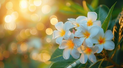 Poster - Cluster of white flowers with yellow centers