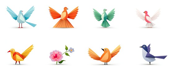 Wall Mural - gray origami bird against a white backdrop with copy space image.