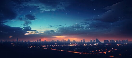 Wall Mural - Long exposure photograph capturing a sunset in my town with a beautiful landscape and ample copy space image.
