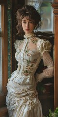 Poster - Portrait of a young woman in a Victorian dress