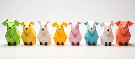 Wall Mural - an origami white sheep symbolizing equality or conformity, isolated on white background, with copy s
