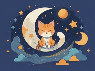 a cat sitting on a moon 2