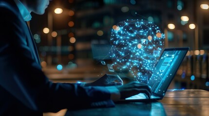 AI technology concept connects big data networks