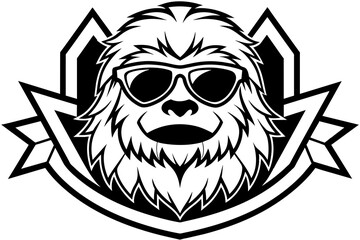 Wall Mural -  yeti with shades ice mascot logo vector silhouette illustration