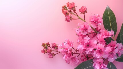 Wall Mural - Lagerstroemia flower with tropical pink color and space for text