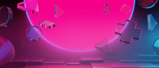 3d illustration rendering of gamer technology futuristic cyberpunk sci-fi display podium, gaming scifi stage pedestal abstract  background