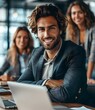 © duyina1990 - Portrait of a smiling businessman with his colleagues in the background