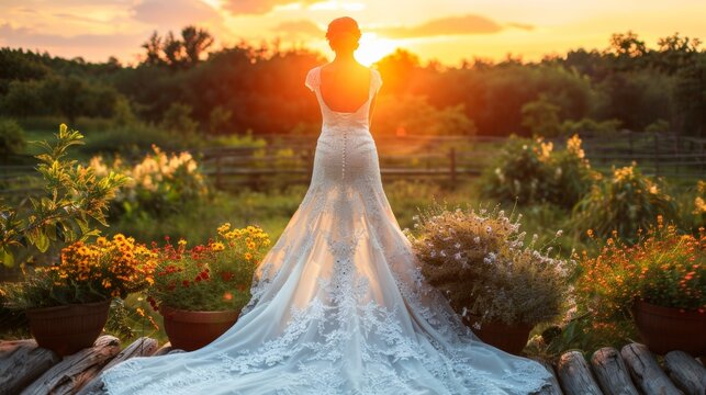Wedding Dress with Romantic Background 