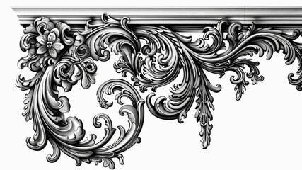 Wall Mural - 
A set of intricate borders and corners with decorative patterns, vector illustration, monochrome color scheme, white background