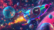 © Asghar - 3D Realistic Cartoon Style Space Rocket with Smoke