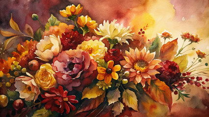 Lush bouquet watercolor background
