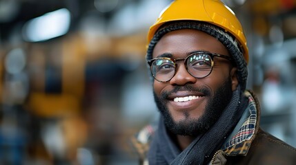 Wall Mural - smiling engineer with hardhat at construction .stock illustration