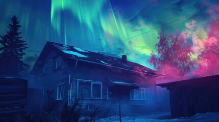Wall Mural - northern lights in the backdrop