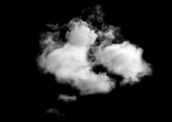 Wall Mural - White Clouds Sky on Black background, Isolated abstract soft group of fluffy Smoke, Steam, Fog or Haze,Wide horizontal illustration of nature elements for landscape design