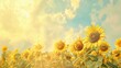 © Lcs - A lovely painting of sunflowers against a bright sky, with a clear area for text in the sky