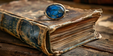 old book Ancient Tome of Magic isolated on dark background