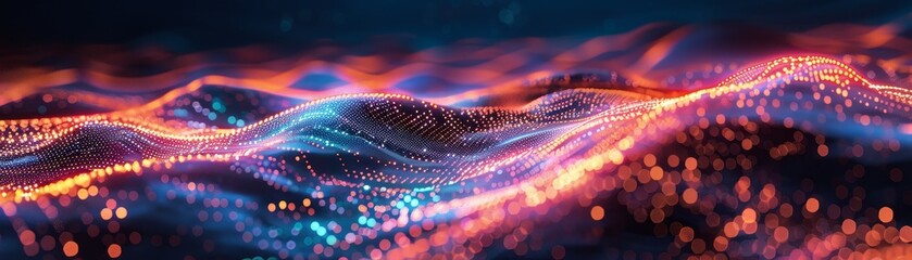 Canvas Print - A colorful wave of light with orange and blue hues