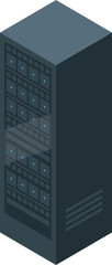 Wall Mural - detailed isometric vector illustration of a modern server rack in a data center with networking equi
