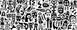 © OlScher - Black And White Abstract Pattern With Humanoid Shapes