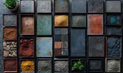 Wall Mural - abstract background texture made of colored stone tiles.