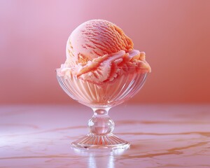 Wall Mural - A glass bowl filled with pink ice cream