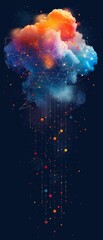 Wall Mural - a colorful cloud of paint is falling from the sky