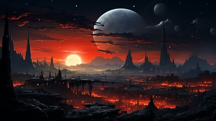 Wall Mural - Deep within the ruins of an alien city, archaeologists unearth the remnants of an advanced civilization, their discoveries challenging humanity's understanding of its place in the cosmos. Painting