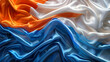 © S A H I N  - Abstract digital background or texture design of dutch flag colors, Netherland Holland national country symbol illustration wavy silk fabric background