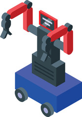 Poster - Vector illustration of a modern isometric industrial robot used for automation processes