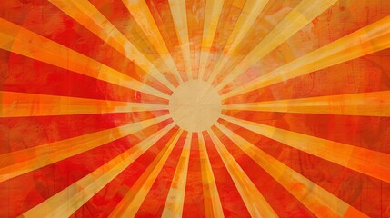 Wall Mural - sunburst or sunbeam orange, yellow and red retro vintage background.