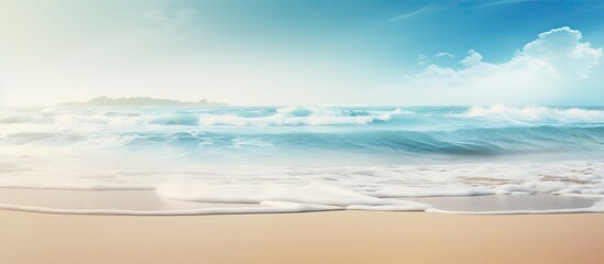Aufkleber - Sandy beach with blur sea on background. Creative banner. Copyspace image