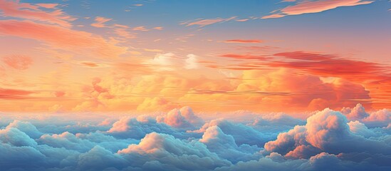 Poster - blue sky and orange sky. Creative banner. Copyspace image