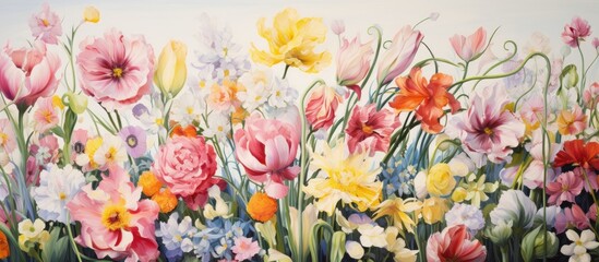 Fototapete - Flowers blooming in spring time. Creative banner. Copyspace image