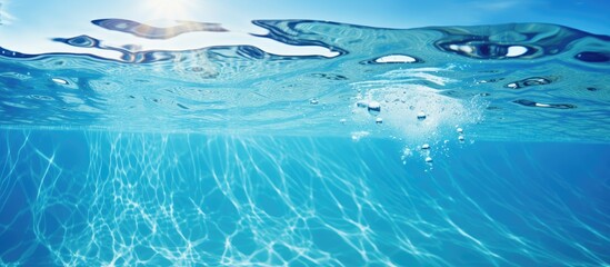 Fototapete - Detail of Swimming Pool Clear Blue Water. Creative banner. Copyspace image