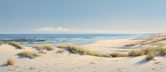 Poster - Beach and seascapes with water and dunes. Creative banner. Copyspace image