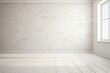 © Darcraft - Empty room with white brick wall.